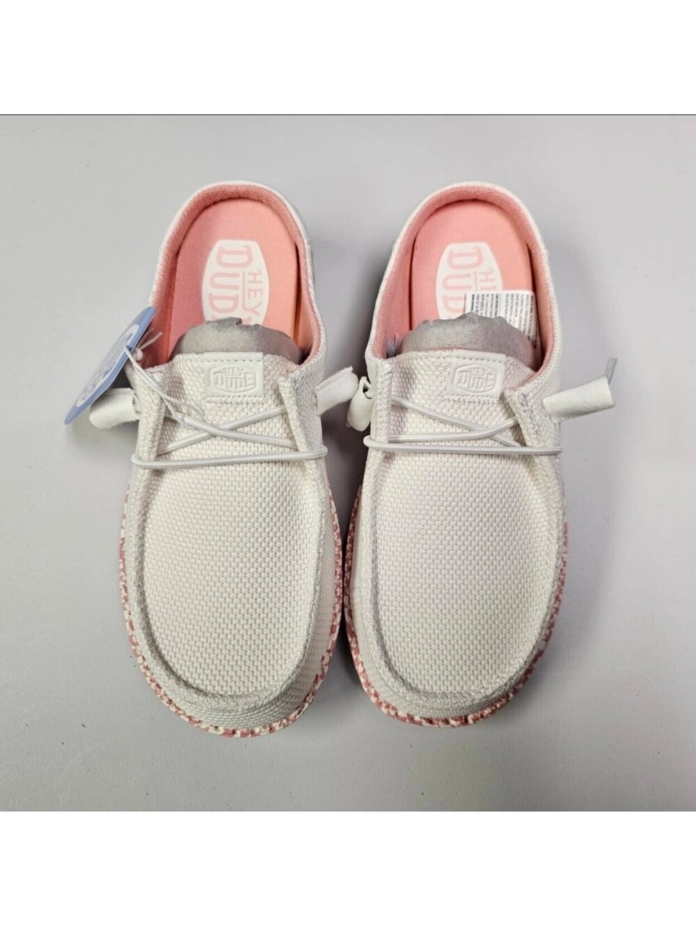 Hey Dude Wendy Slip on Warped Geo White/Pink Lemonade NIB! Sz 9